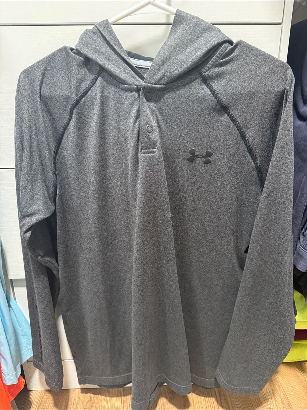 Under Armour Men's Dark Gray Hooded Crewneck Pullover